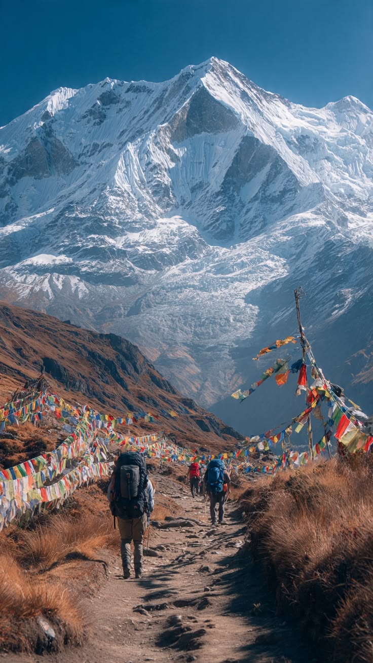 Trekker exploring the Himalayan mountains in India